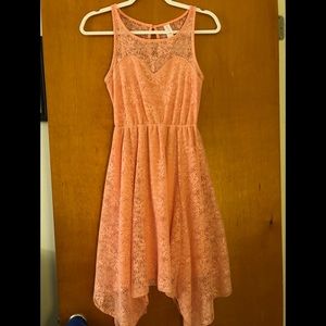 Pink Eyelet Lace Overlay Dress